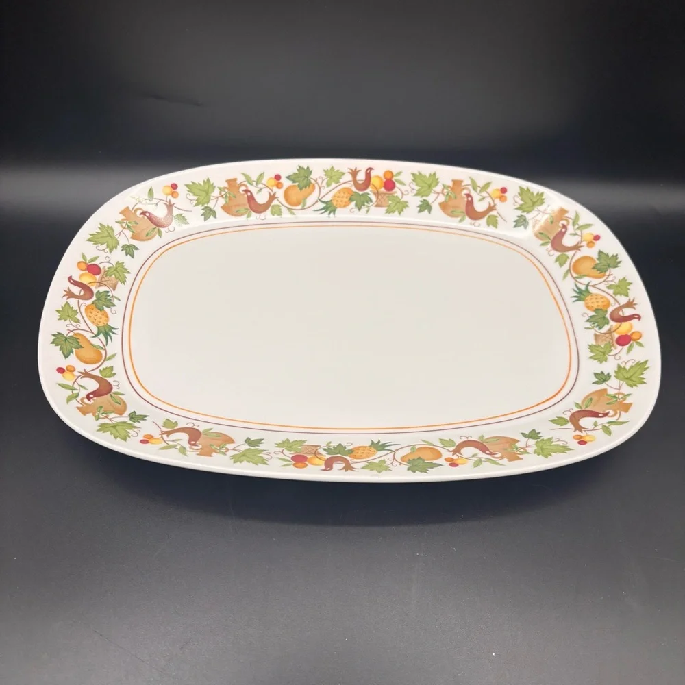 Noritake Homecoming Platter Medium Serving Bird Pineapple Fruit 13 1/2